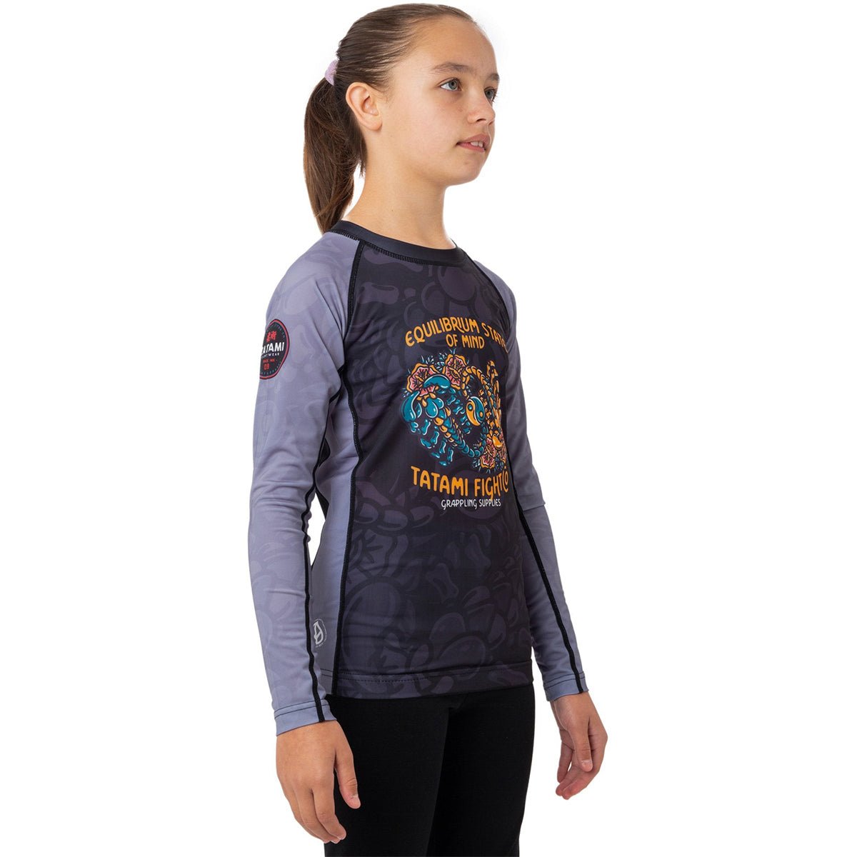 Tatami Fightwear Kids Equilibrium Eco Tech Recycled Long Sleeve Rashguard - Gray - Forza Sports