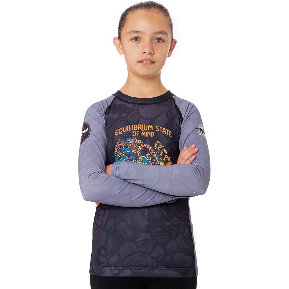 Tatami Fightwear Kids Equilibrium Eco Tech Recycled Long Sleeve Rashguard - Gray - Forza Sports
