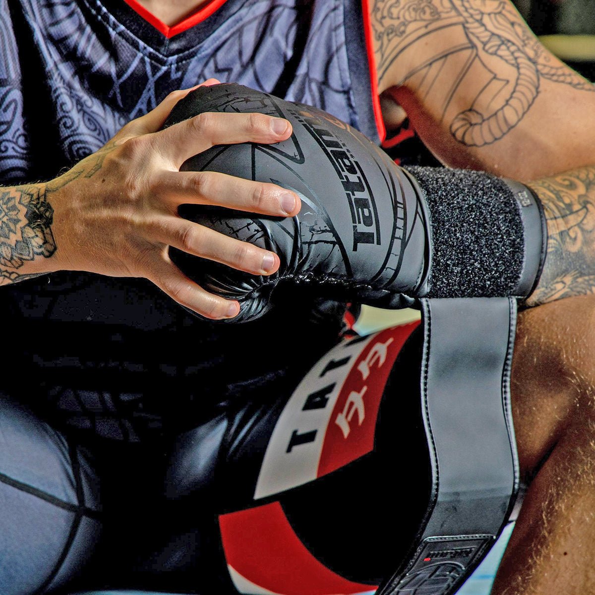 Tatami Fightwear Obsidian Hook and Loop Training Boxing Gloves - Black - Forza Sports