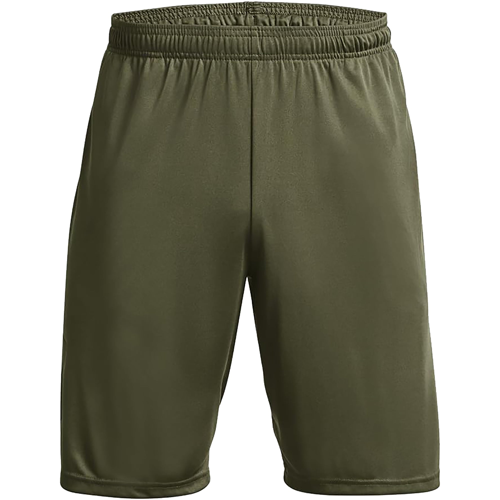 Green graphic shorts on a white background