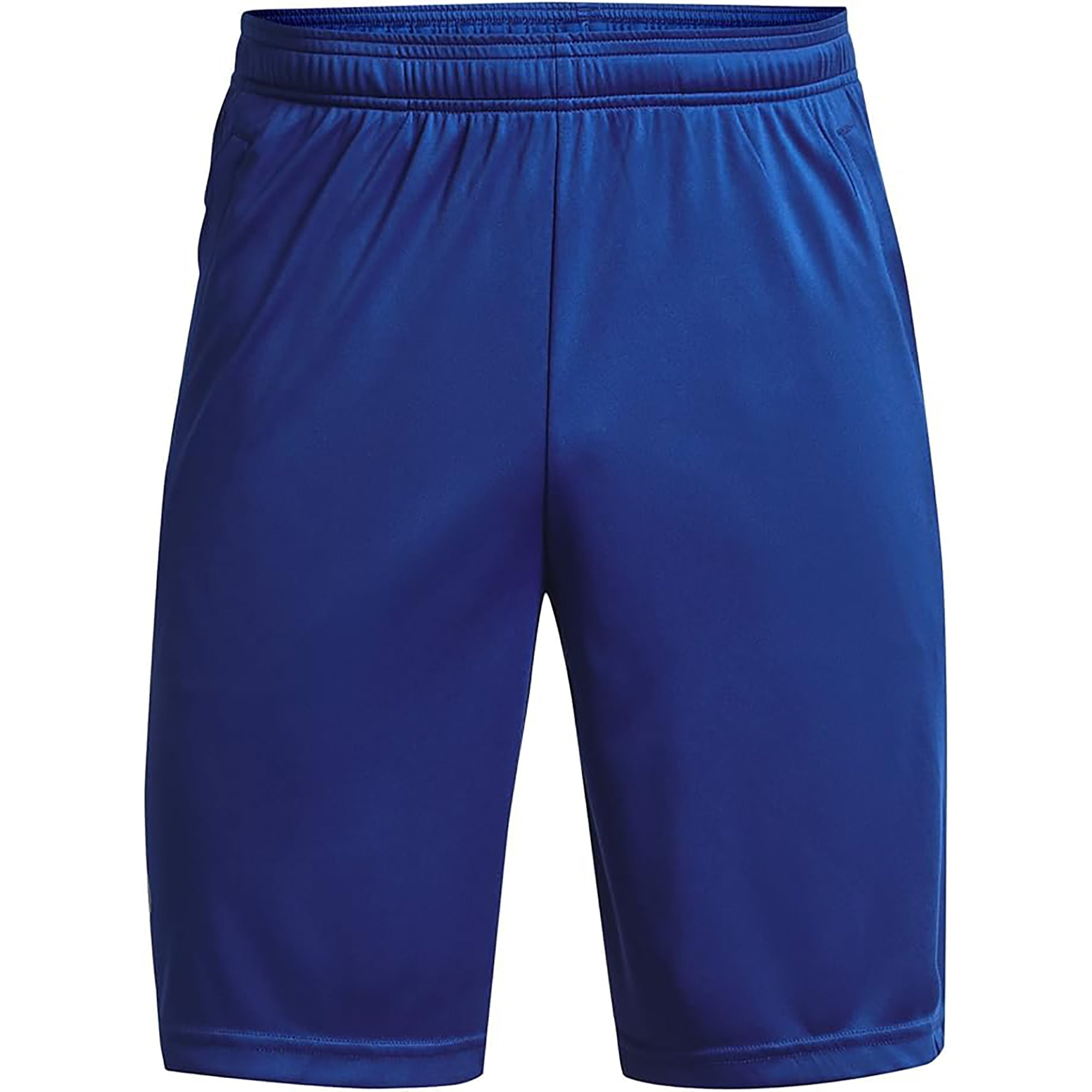 Blue graphic shorts on a white background