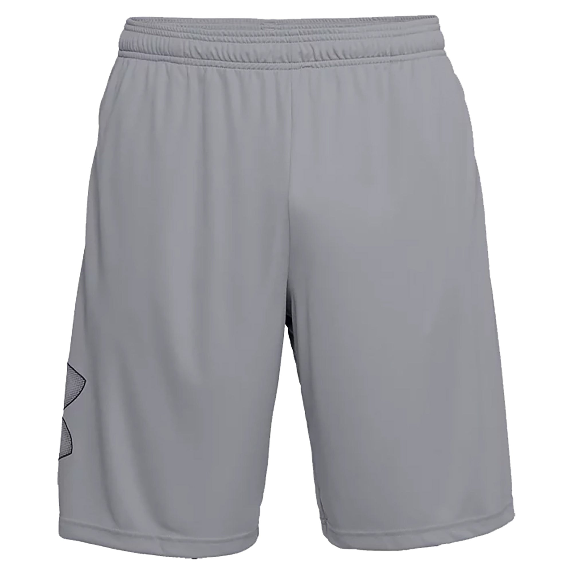 Gray graphic shorts on a white background