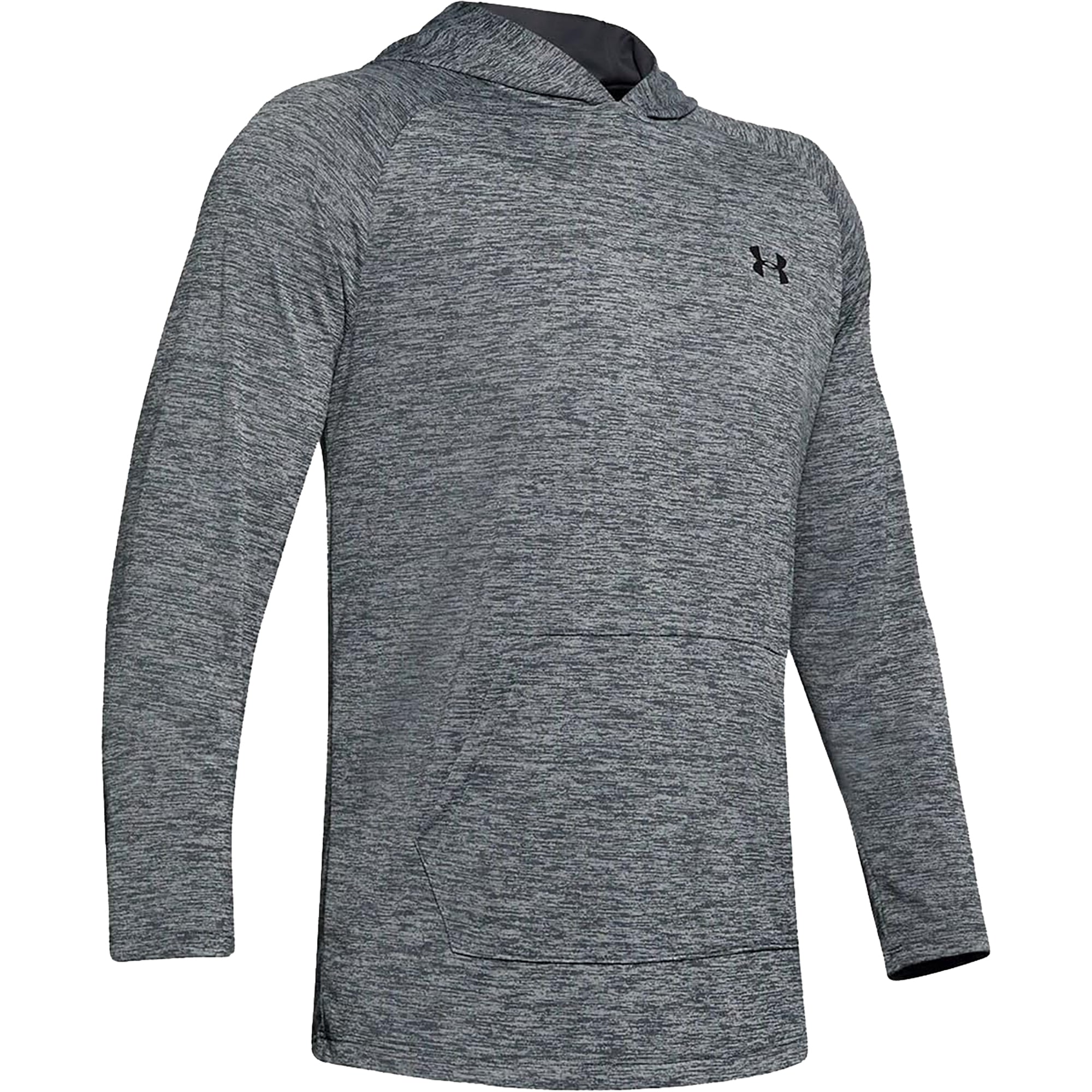 Gray tech hoodie with Under Armour logo on a white background