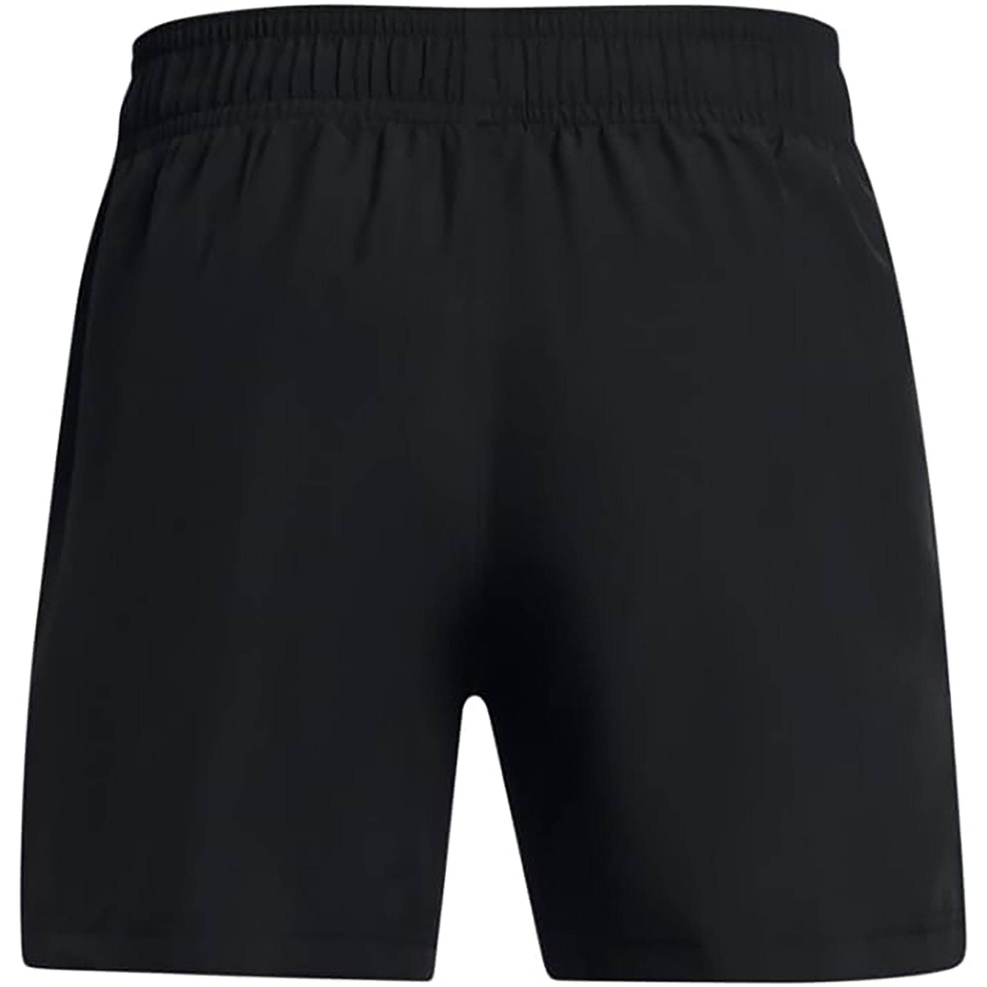 Black woven shorts on a white background
