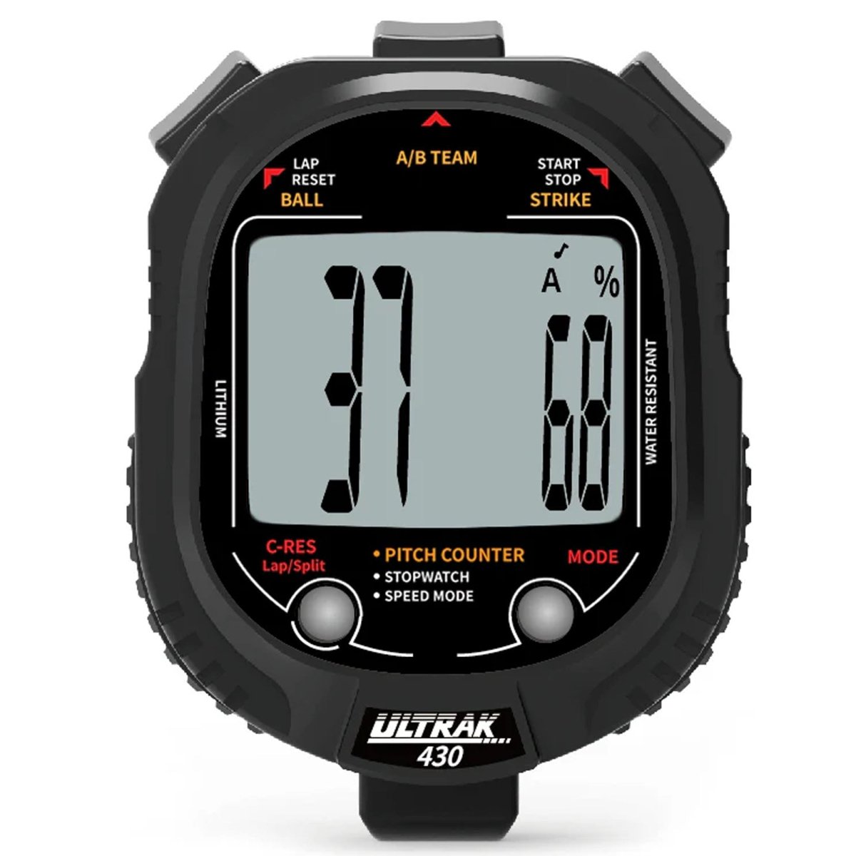 Ultrak 430 Pitch Counter & Pitch Speed with 2 Memory Stopwatch - Black - Forza Sports