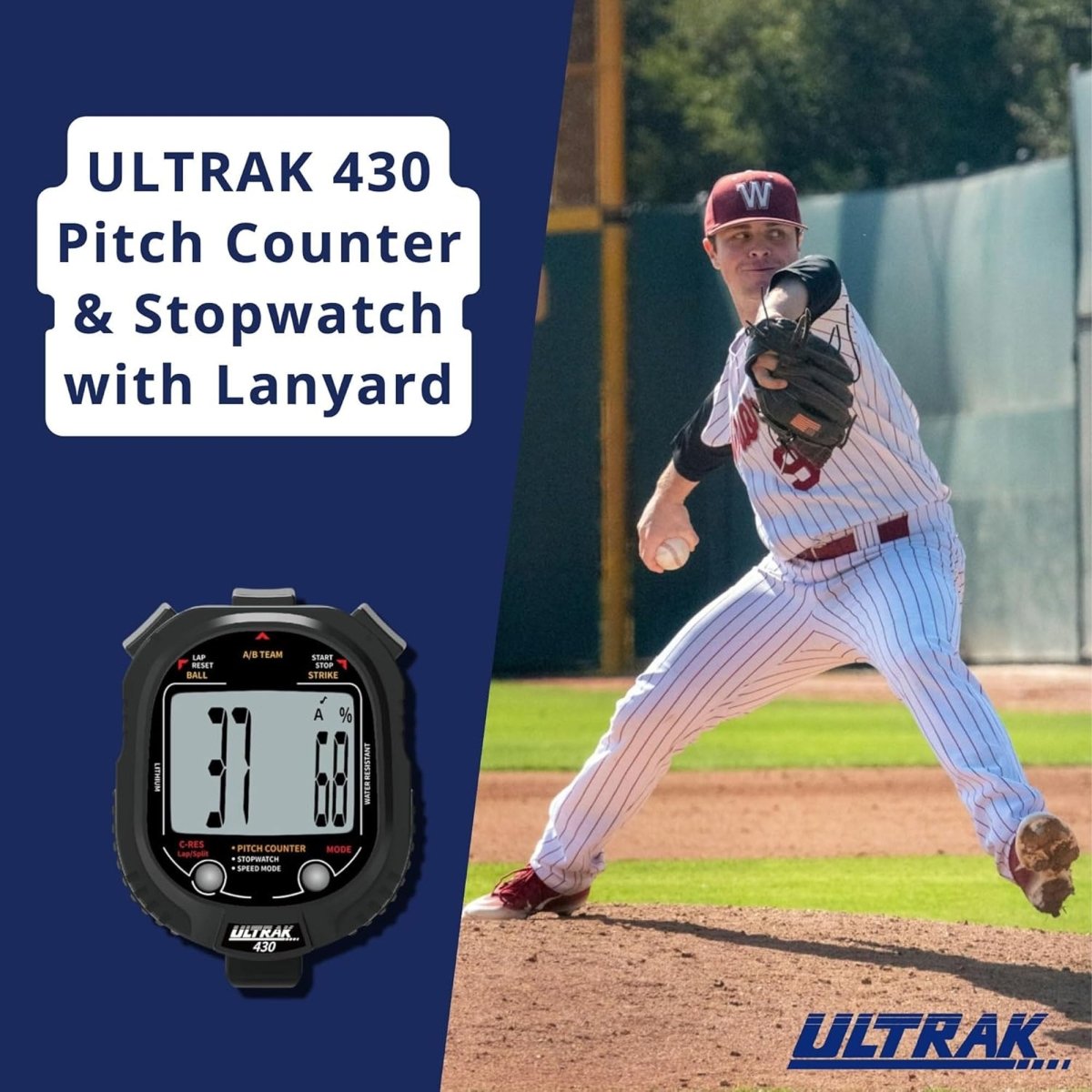 Ultrak 430 Pitch Counter & Pitch Speed with 2 Memory Stopwatch - Black - Forza Sports