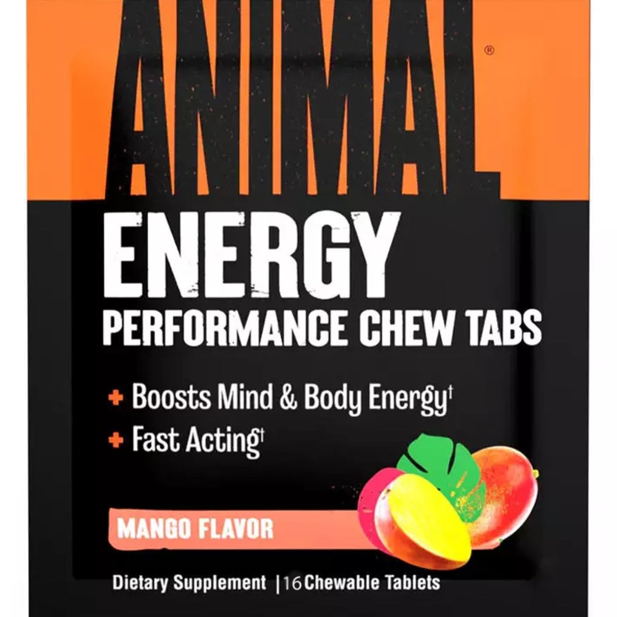 Universal Nutrition Animal Energy Chews On The Go - Mango - 16 Chewable Tablets - Forza Sports