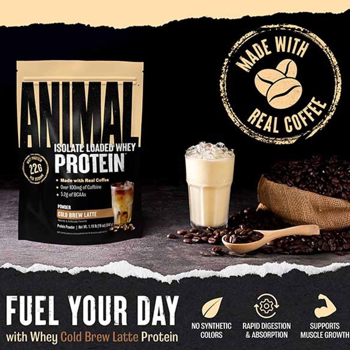 Universal Nutrition Animal Isolate Loaded Whey Protien - Cold Brew Latte - 18 Servings - Forza Sports