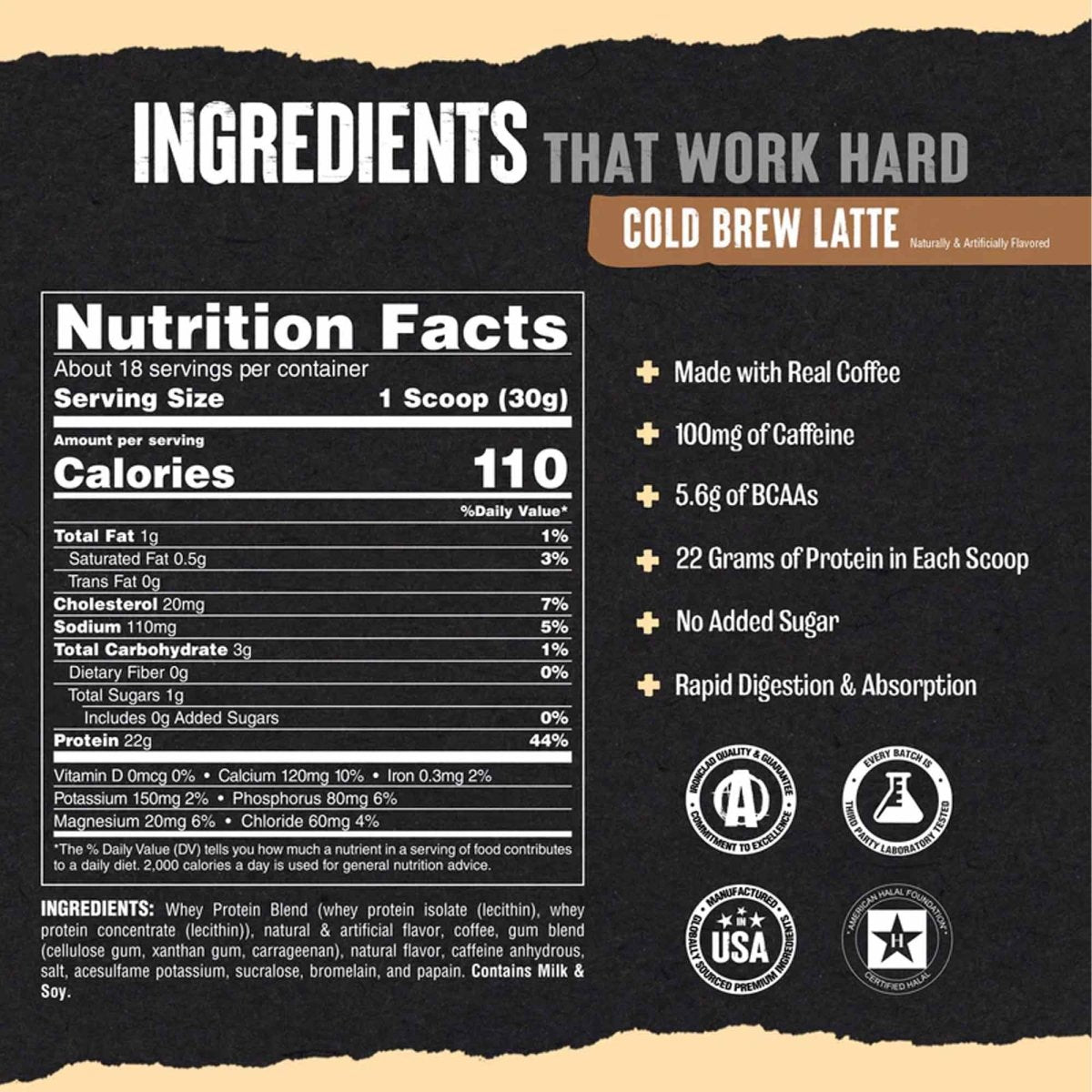 Universal Nutrition Animal Isolate Loaded Whey Protien - Cold Brew Latte - 18 Servings - Forza Sports