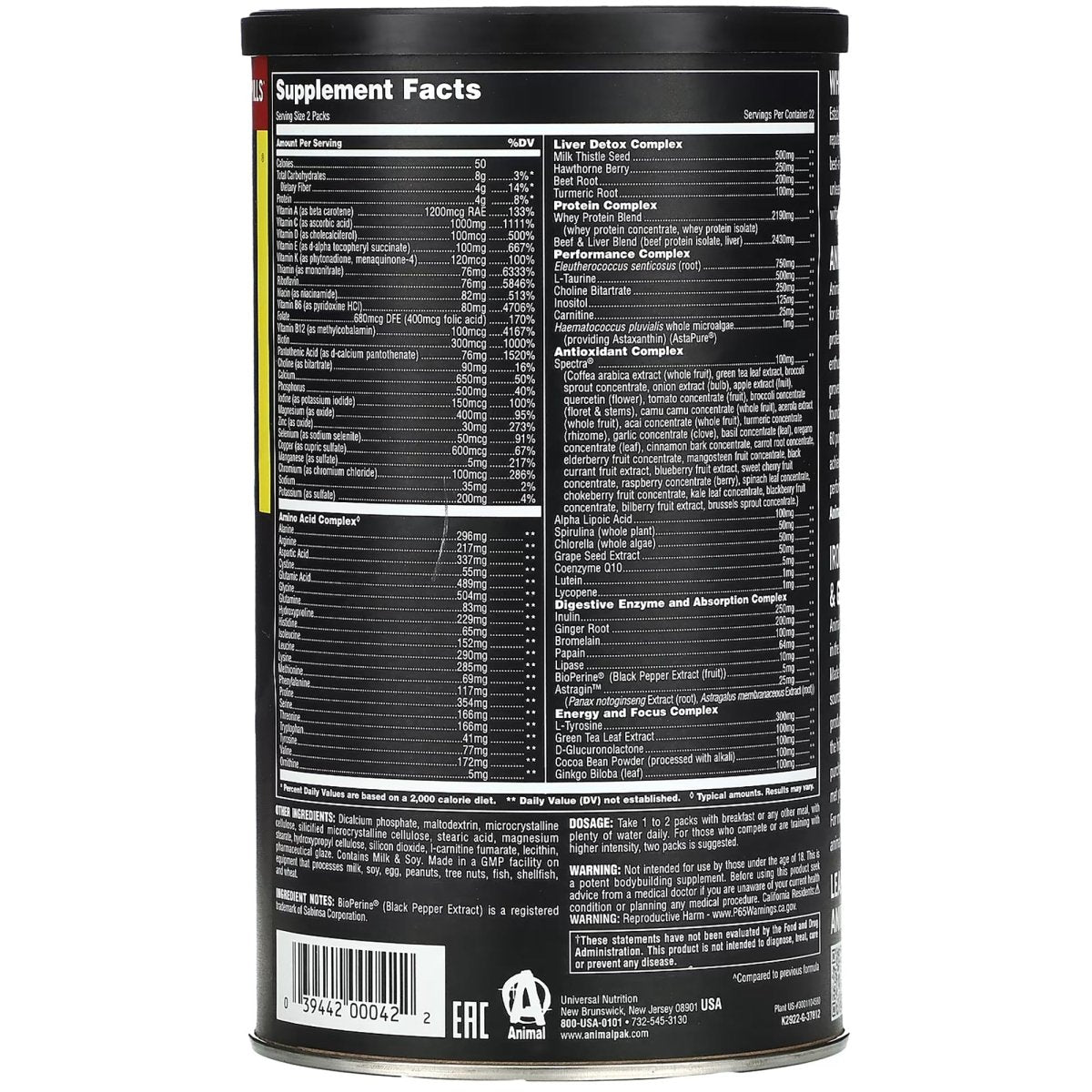 Universal Nutrition Animal Pak Dietary Supplement - 88 Packs (Two 44 Packs) - Forza Sports