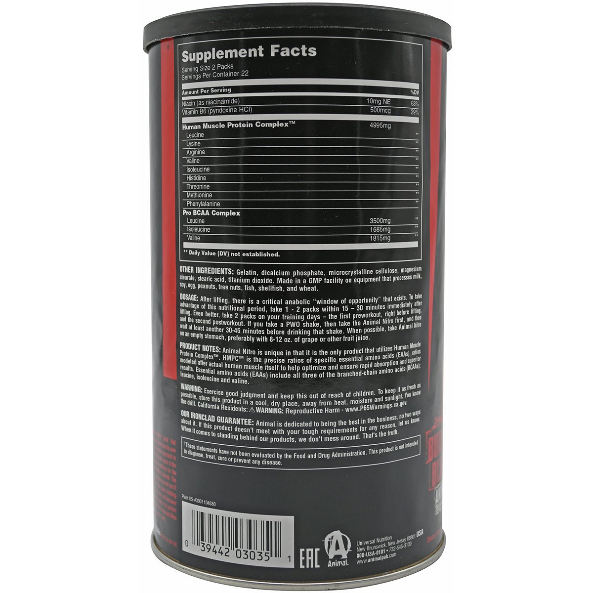 Universal Nutrition Animal Nitro - 44 pack - Anabolic EAA Stack Muscle Builder - Forza Sports