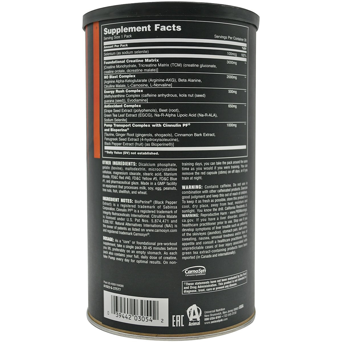 Universal Nutrition Animal Pump Dietary Supplement - 30 Packs - Forza Sports