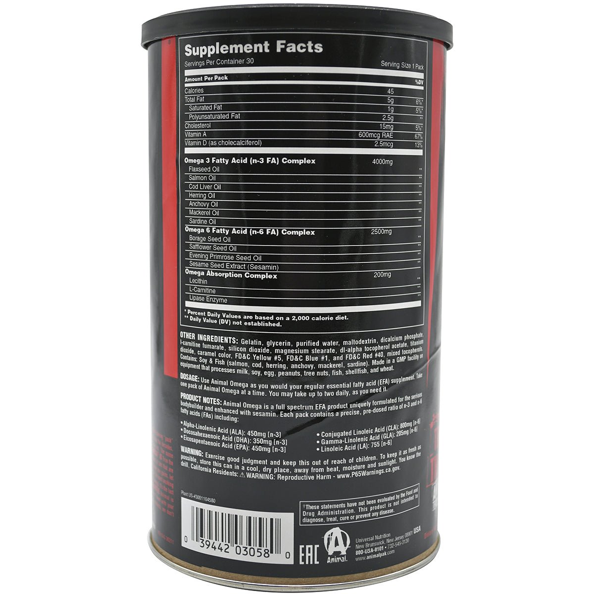 Universal Nutrition Animal Omega Dietary Supplement - 30 Servings - Forza Sports