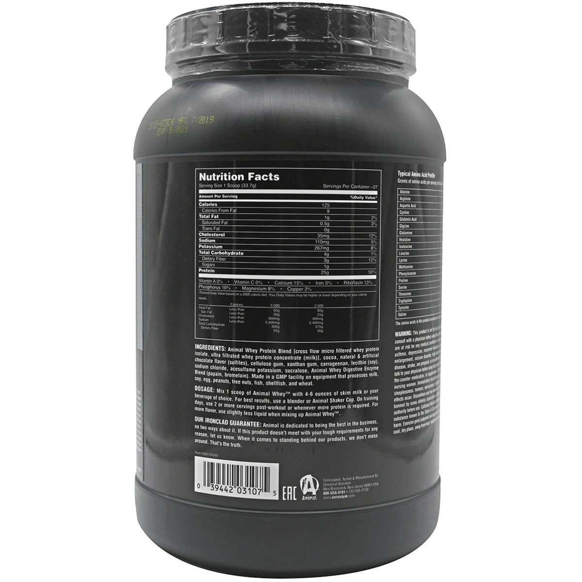 Universal Nutrition Animal Whey Dietary Supplement - About 27 Servings - Forza Sports