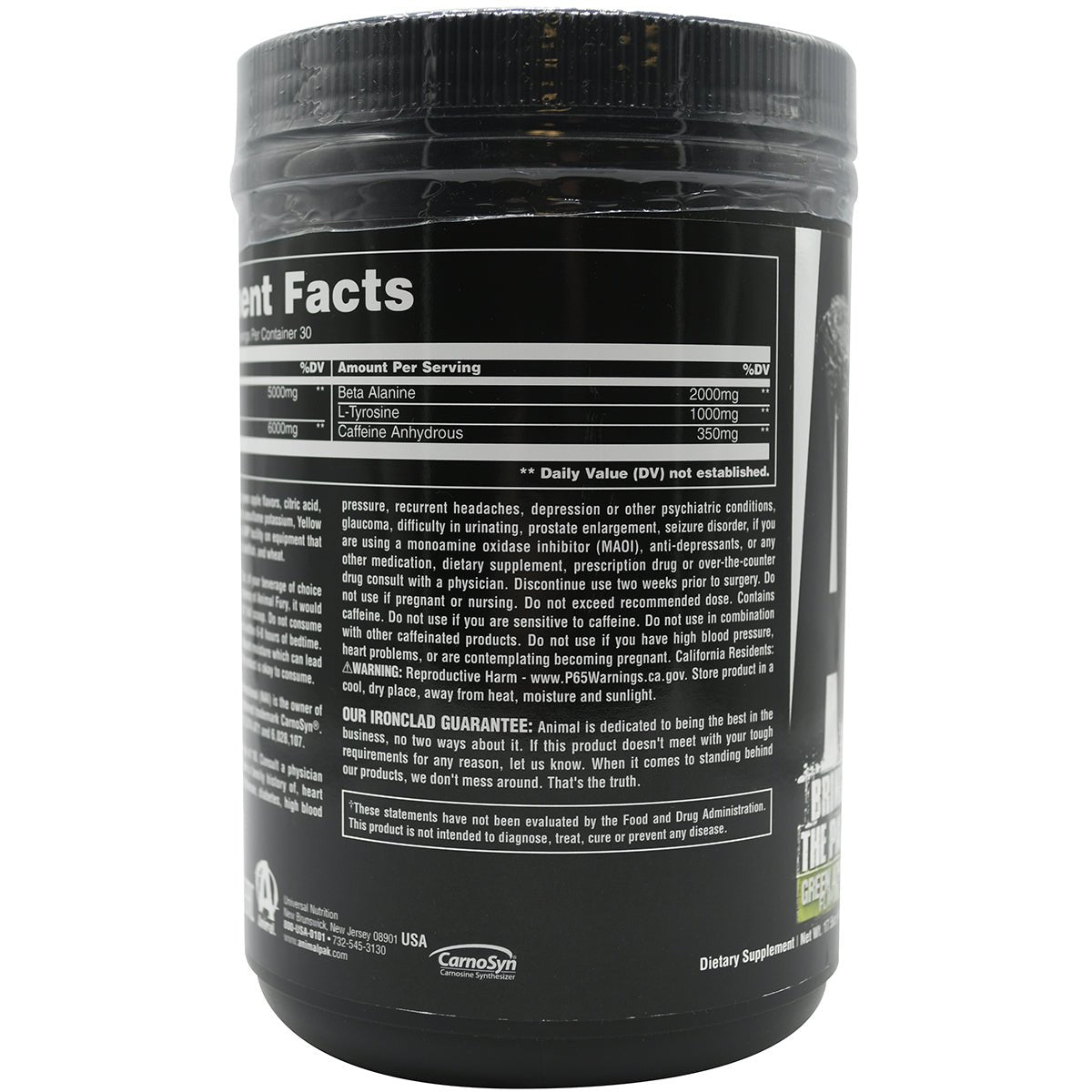 Universal Nutrition Animal Fury Dietary Supplement - Green Apple - 30 Servings - Forza Sports
