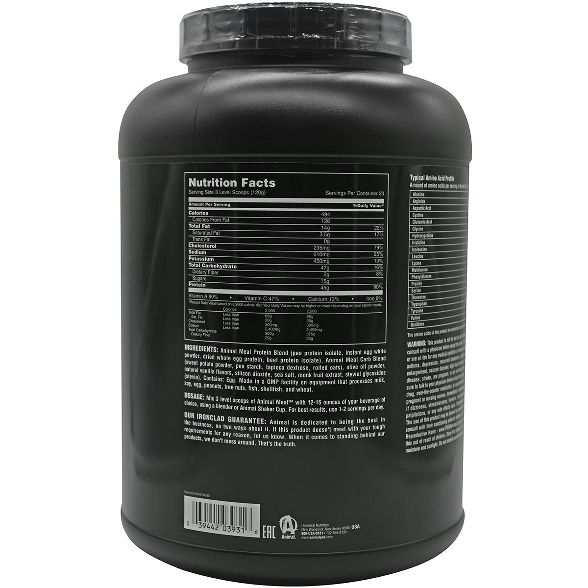 Universal Nutrition Animal Meal Dietary Supplement - 20 Servings - Vanilla - Forza Sports