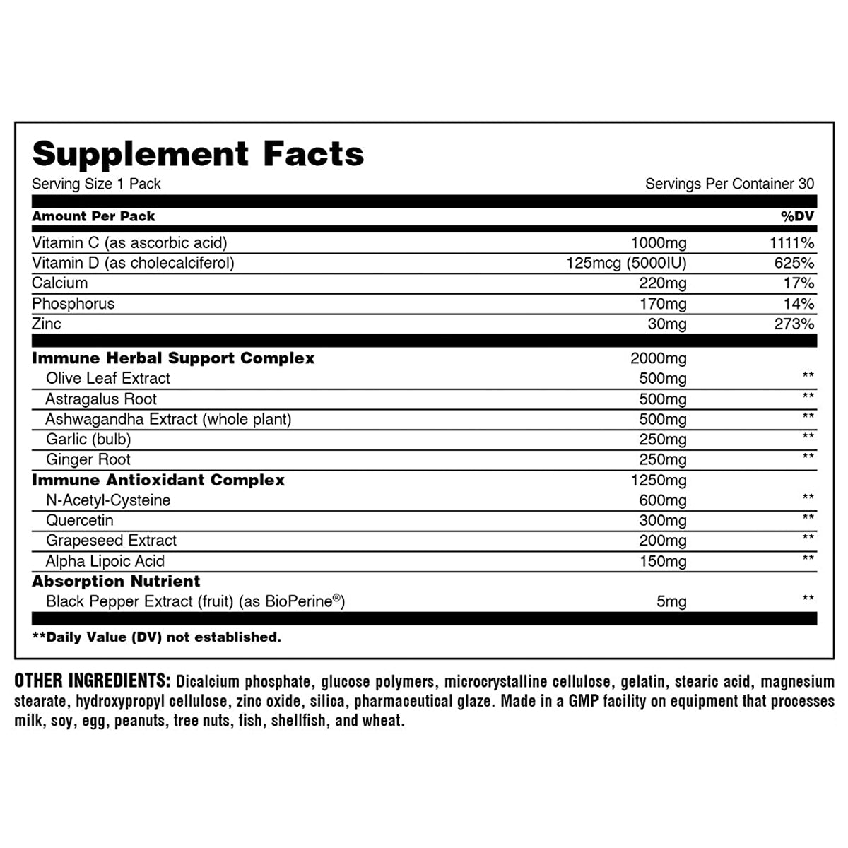 Universal Nutrition Animal Immune Support Pak Dietary Supplement - 30 Packs - Forza Sports