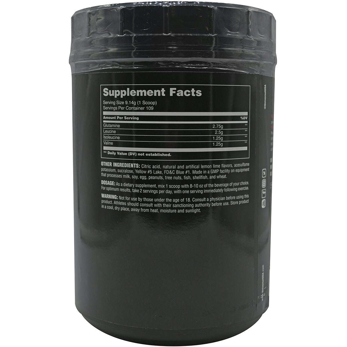 Universal Nutrition BCAA Stack Dietary Supplement - 100 Servings - Lemon Lime - Forza Sports