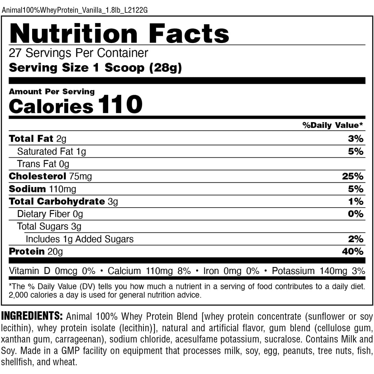 Universal Nutrition Animal 100% Whey Protein Powder - 27 Servings - Forza Sports