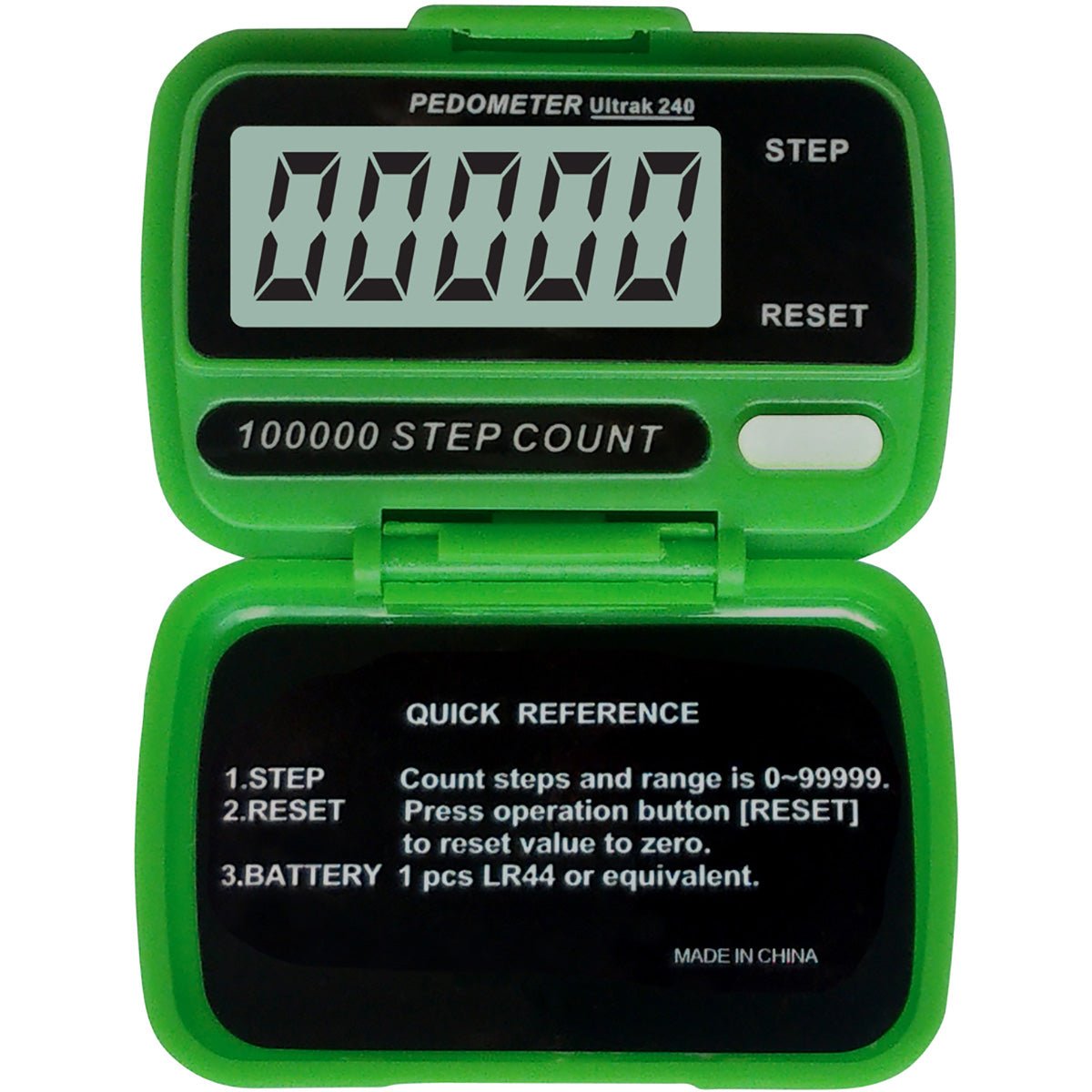 Ultrak 240 - Electronic Step Counter Pedometer - Green - Forza Sports