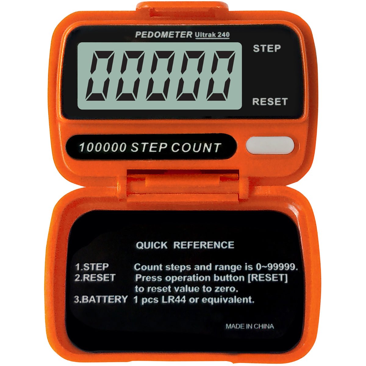 Ultrak 240 - Electronic Step Counter Pedometer - Orange - Forza Sports