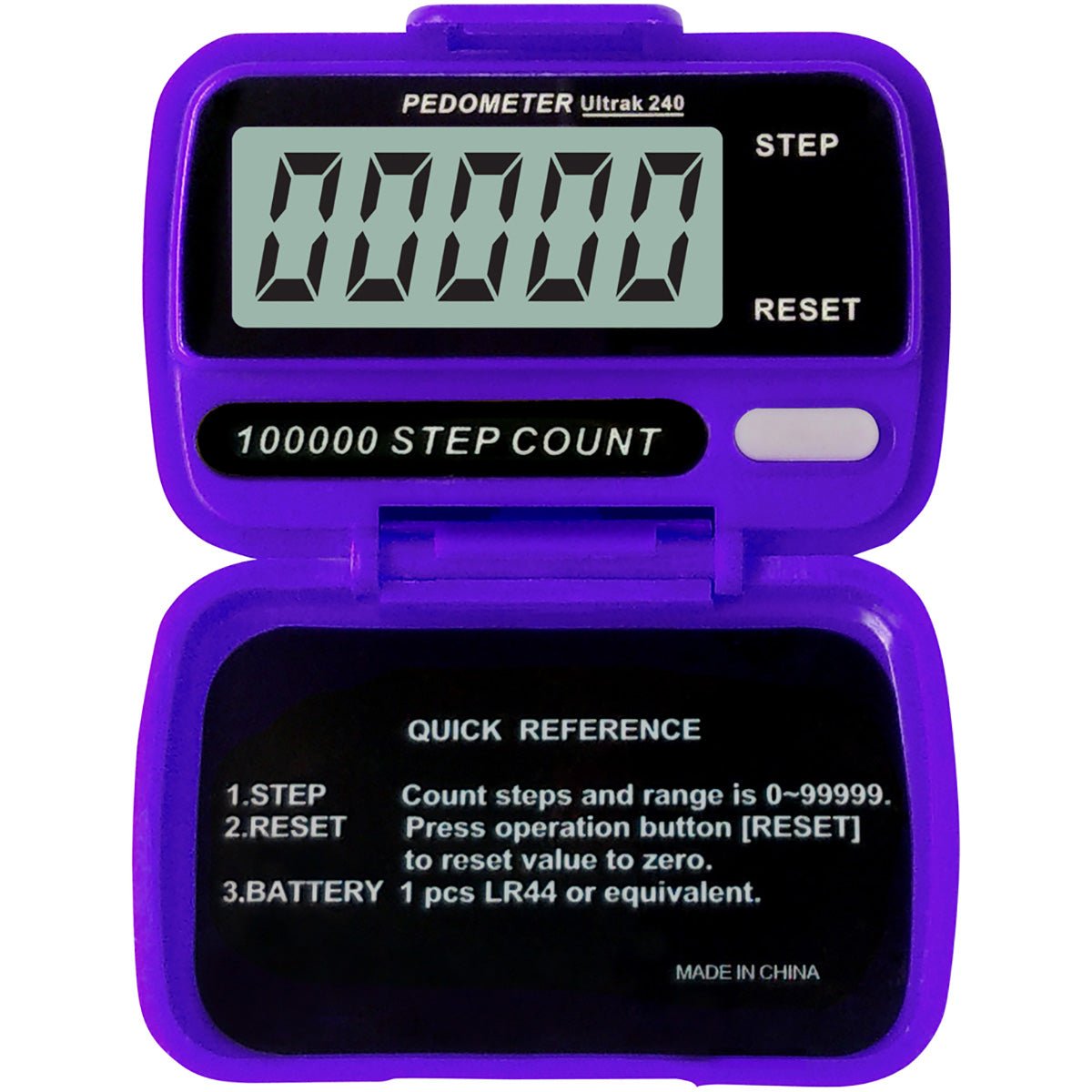Ultrak 240 - Electronic Step Counter Pedometer - Purple - Forza Sports
