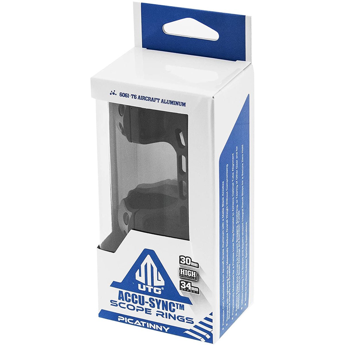 UTG ACCU - SYNC 30mm High Profile Offset Picatinny Rings - Black - Forza Sports