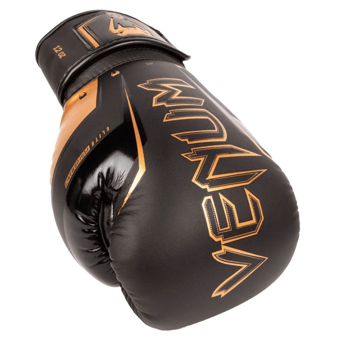 Venum Elite Evo Hook and Loop Boxing Gloves - Black/Bronze - Forza Sports