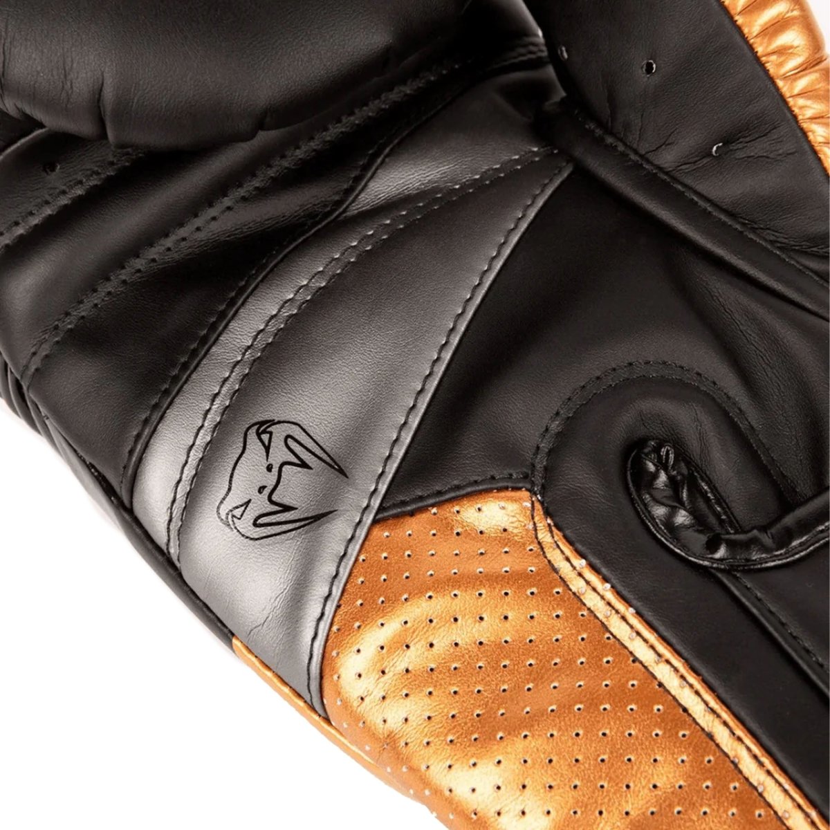 Venum Elite Evo Hook and Loop Boxing Gloves - Black/Bronze - Forza Sports