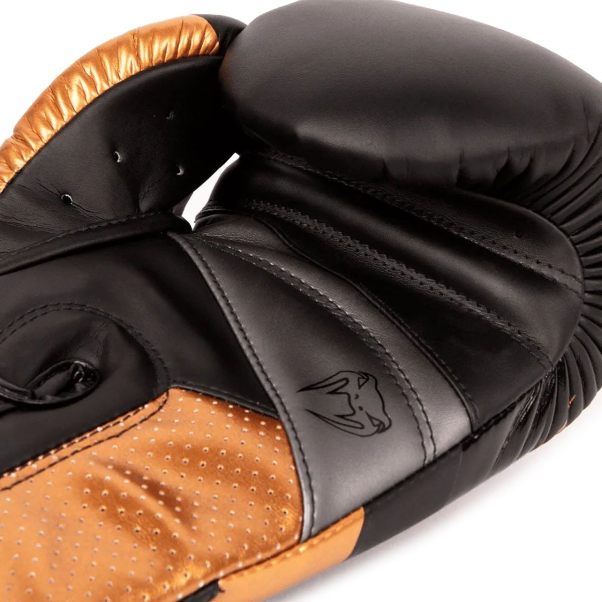 Venum Elite Evo Hook and Loop Boxing Gloves - Black/Bronze - Forza Sports