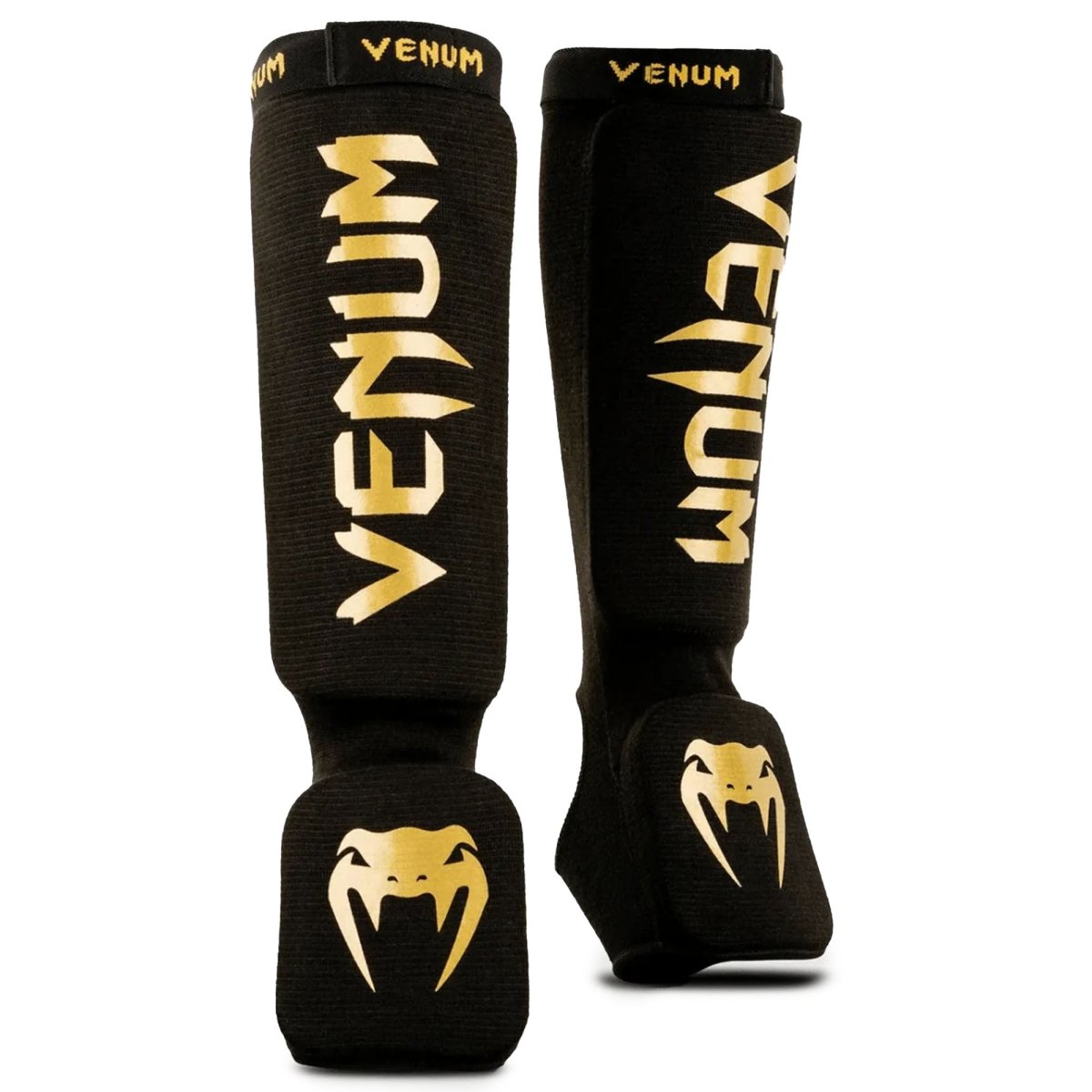 Venum Kontact Protective MMA Shin Instep Guards - Black/Gold - Forza Sports