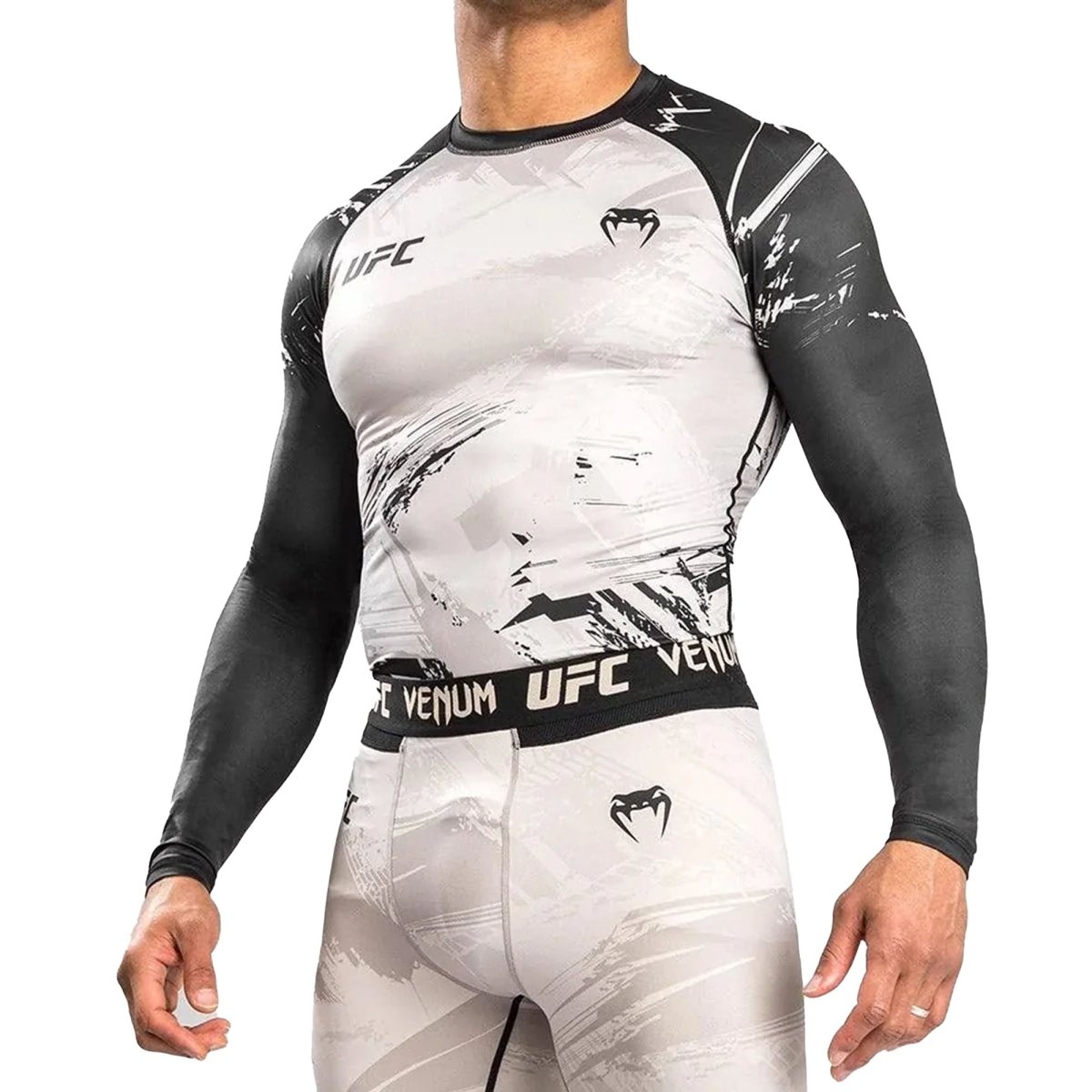 Venum UFC Authentic Fight Week 2.0 Long Sleeve Rashguard - Sand/Black - Forza Sports