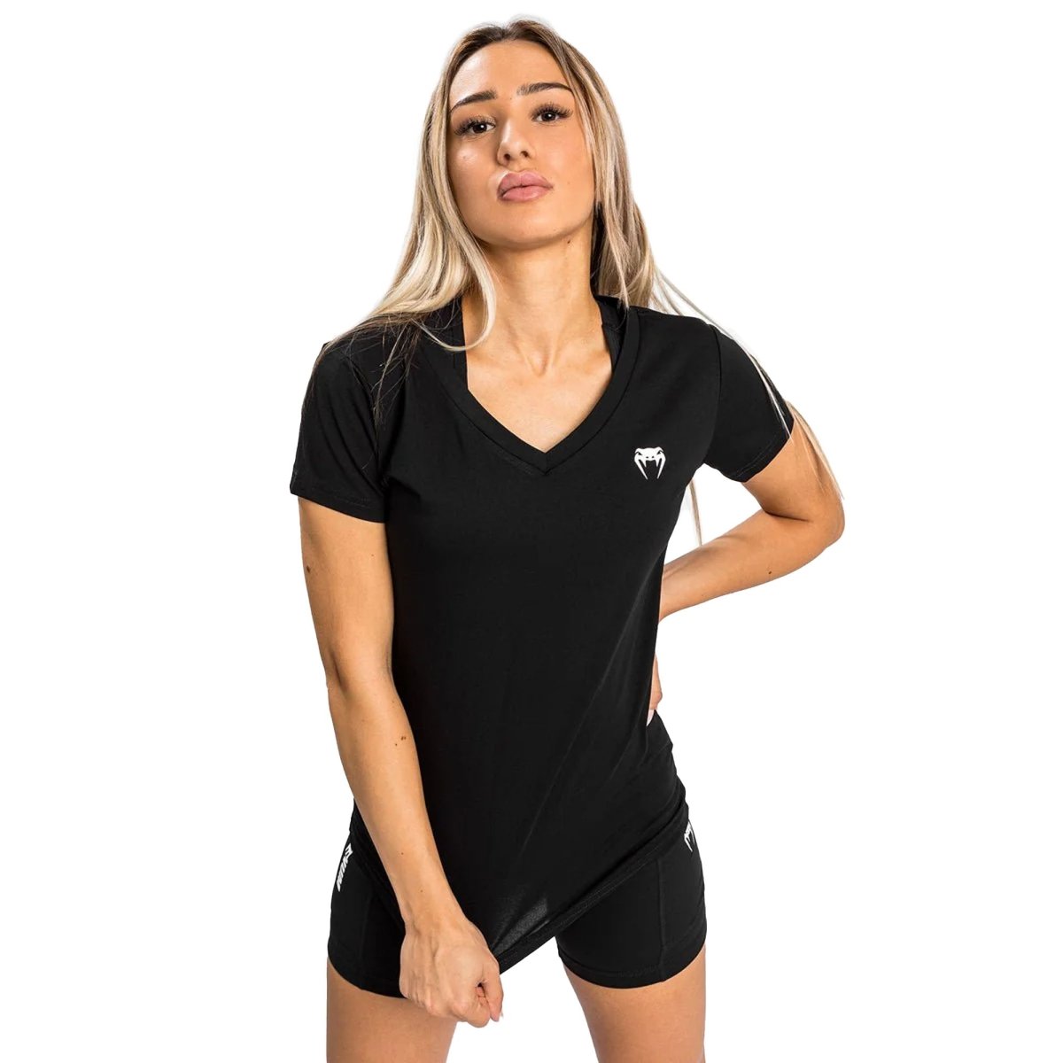 Venum Women's Essential V-Neck T-Shirt - Black - Forza Sports
