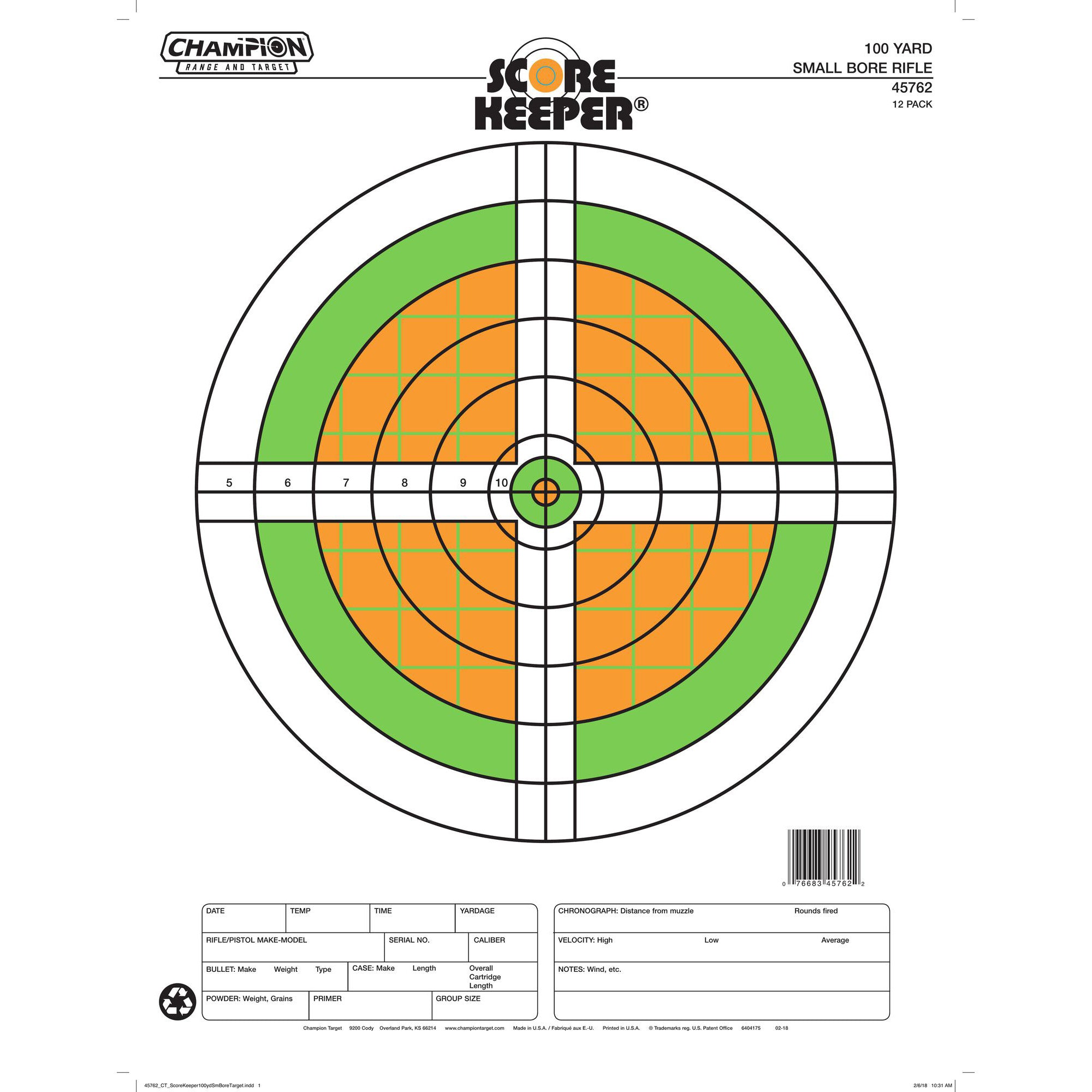 Champion Score Keeper Bullseye Paper Targets - Fluorescent Orange/Green Champion