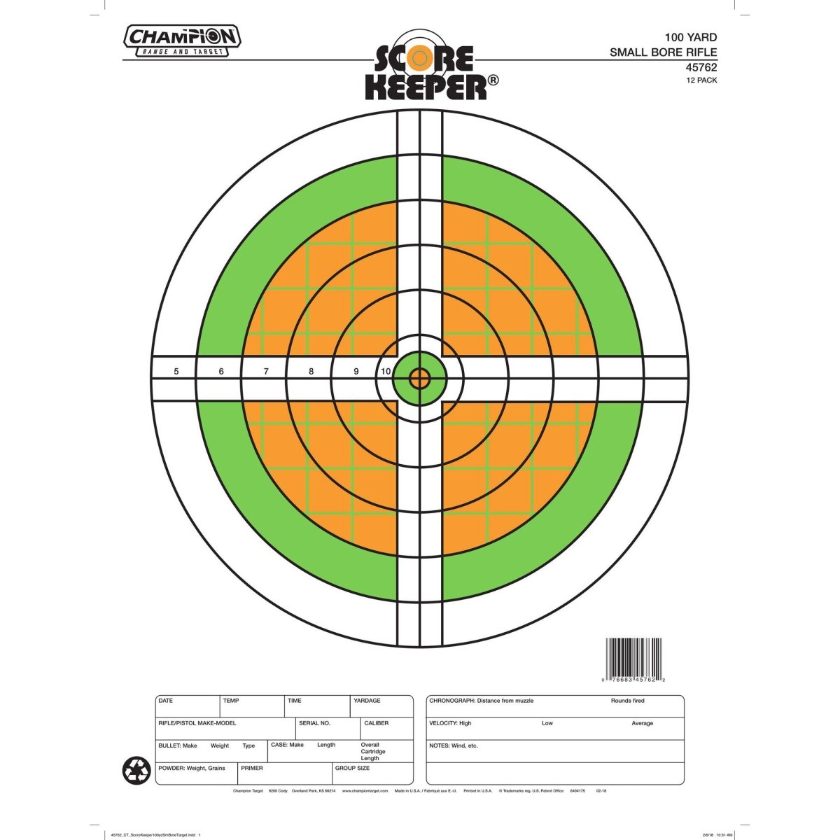 Champion Score Keeper Bullseye Paper Targets - Fluorescent Orange/Green - Forza Sports