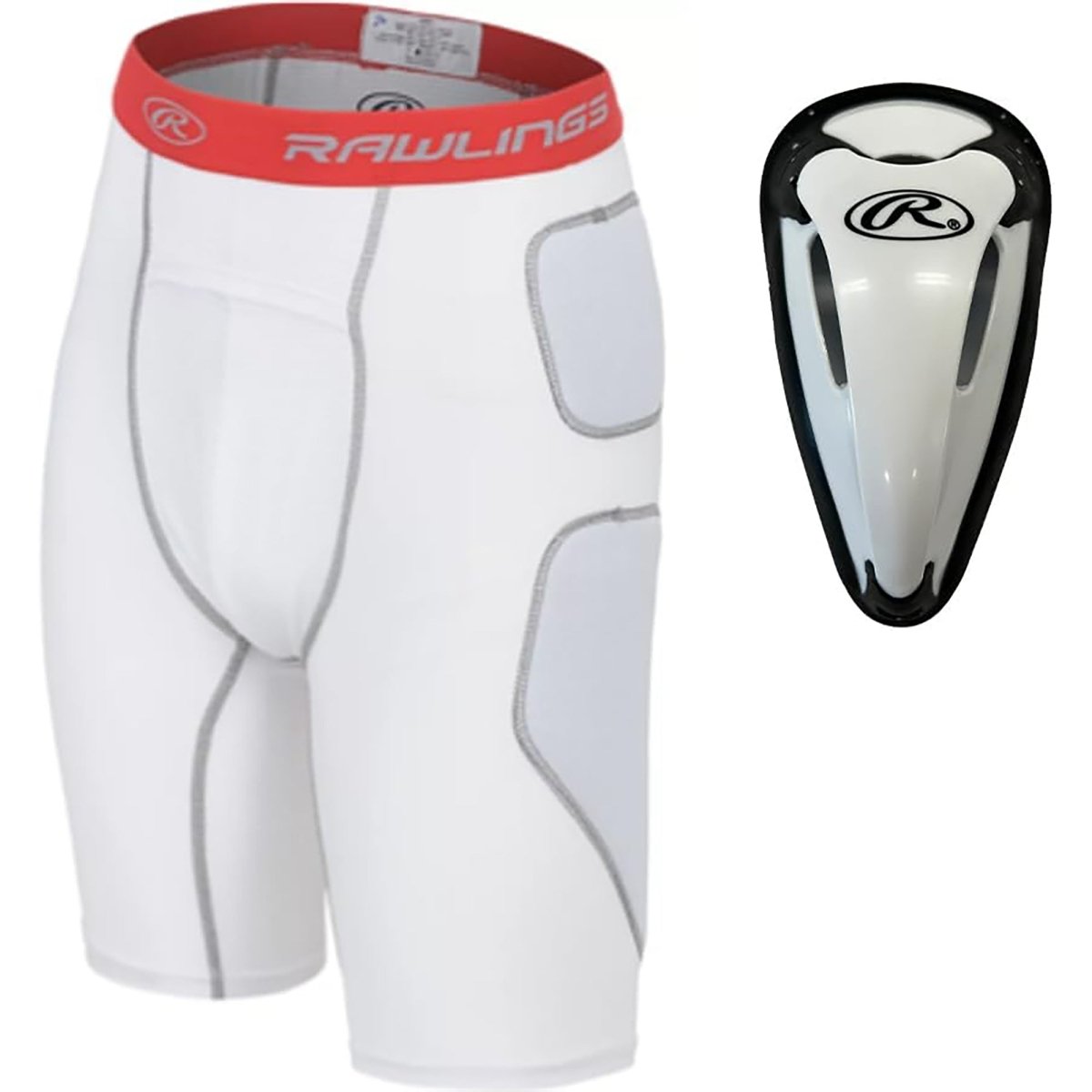 Rawlings Baseball Slider Shorts with Protective Cup - White - Forza Sports