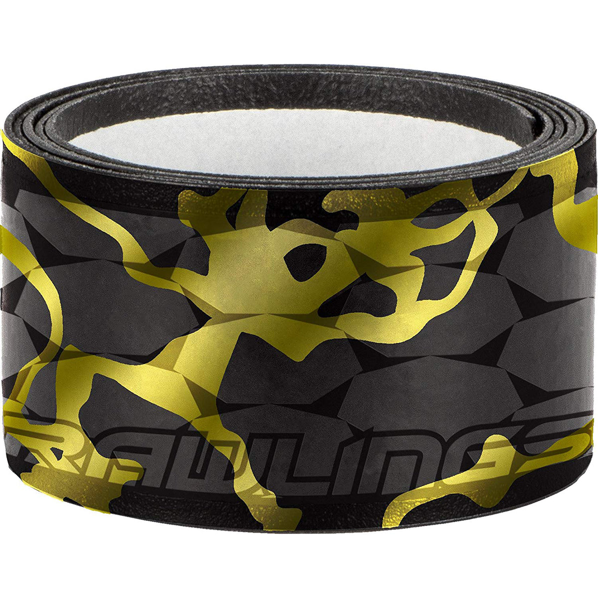 Roll of black and yellow patterned tape with a white interior, featuring a brand logo - Forza Sports