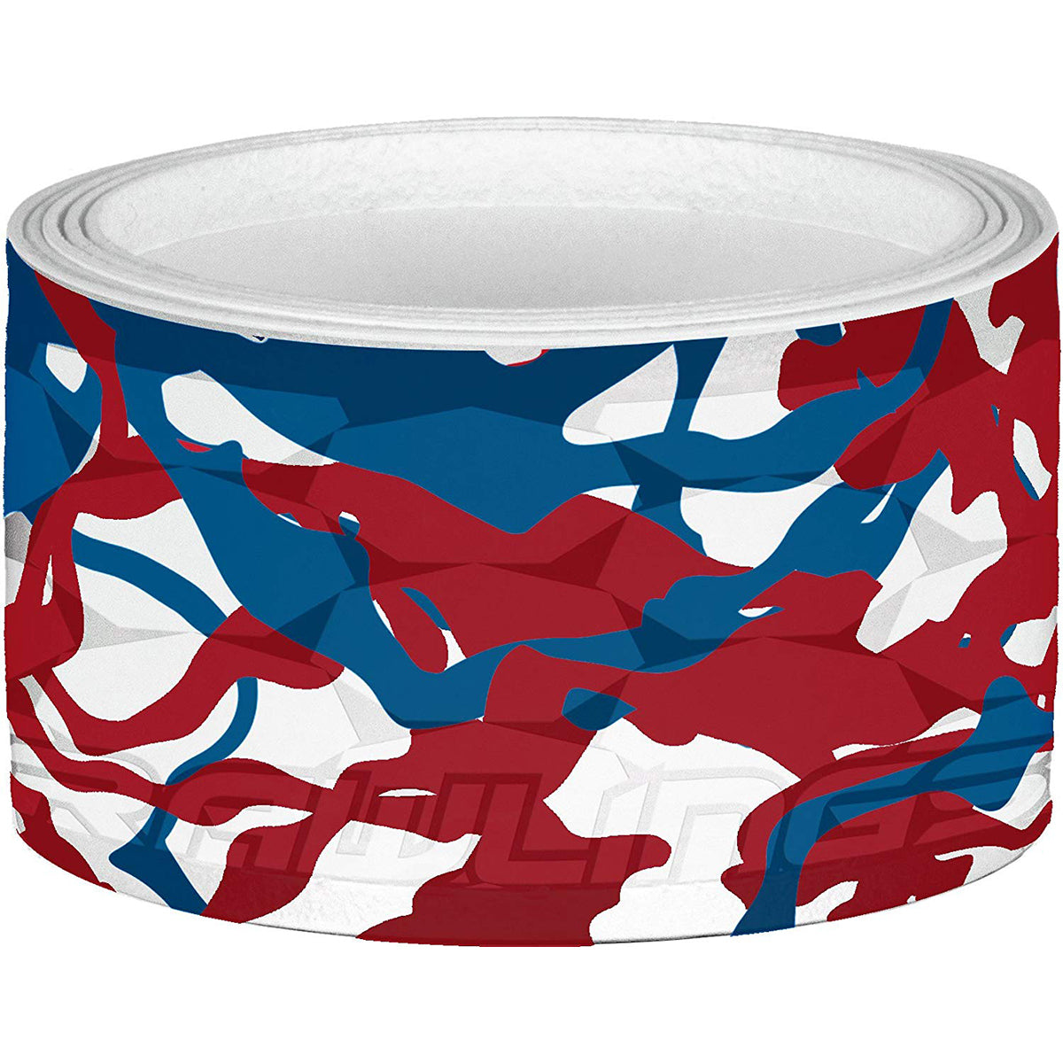 Roll of ribbon with red, white, and blue abstract pattern on a white background - Forza Sorts