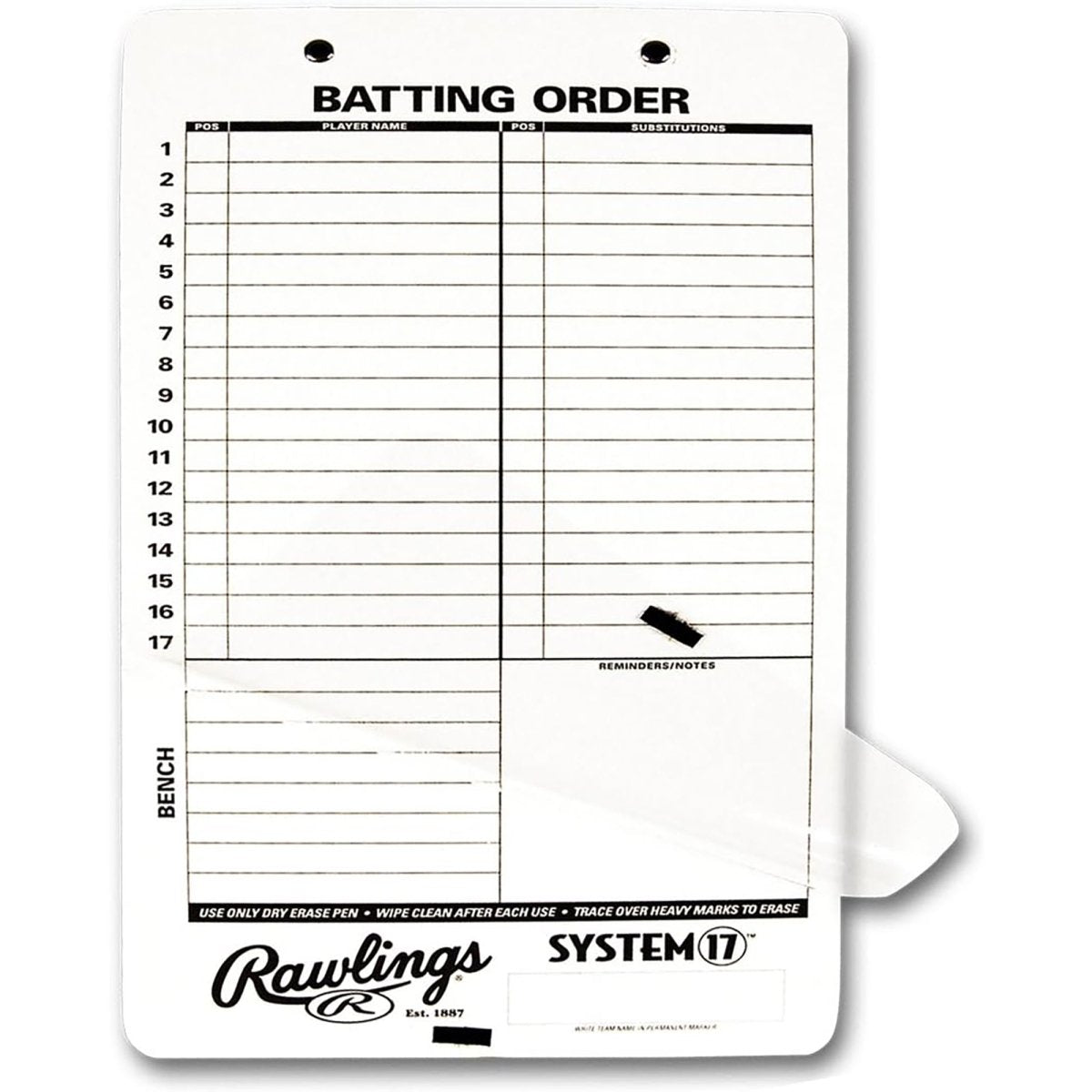 Rawlings System - 17 Dry Erase Baseball/Softball Coach Clipboard - Forza Sports
