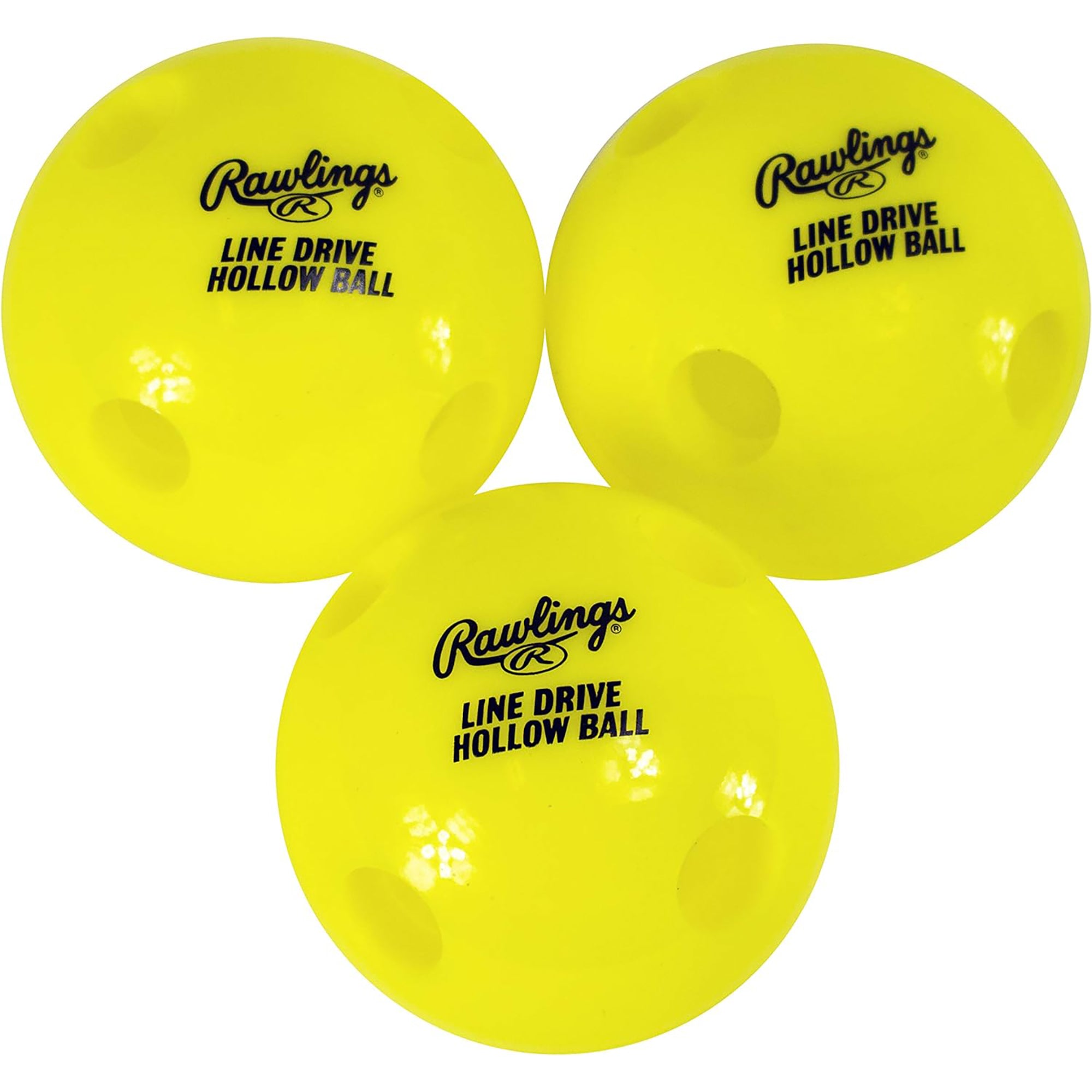 Rawlings Baseball/Softball Line-Drive Hollow Training Balls 3-Pack - Yellow Rawlings