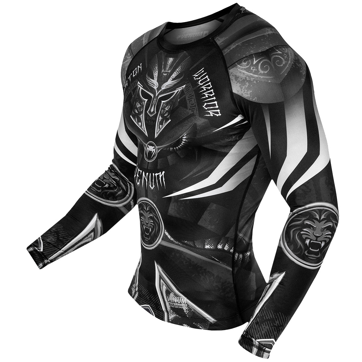 Venum Gladiator 3.0 Long Sleeve MMA Rashguard - Black/White - Forza Sports