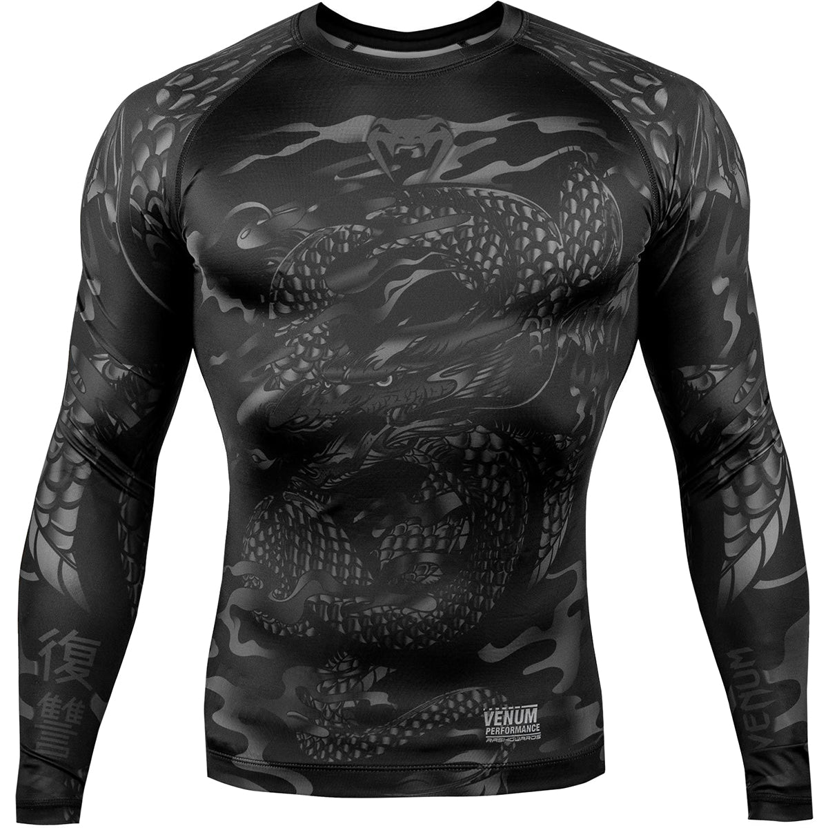 Venum Dragon's Flight Long Sleeve Compression Rashguard - Black/Black - Forza Sports