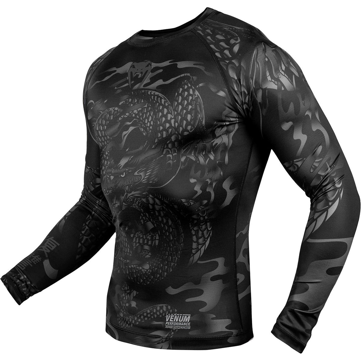 Venum Dragon's Flight Long Sleeve Compression Rashguard - Black/Black - Forza Sports