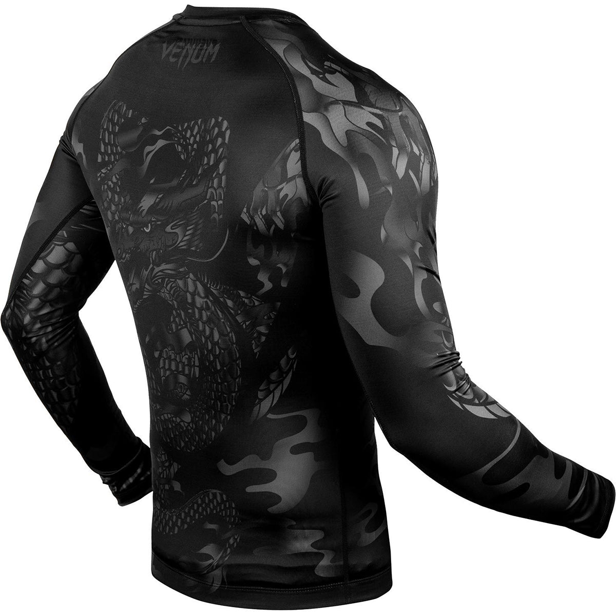Venum Dragon's Flight Long Sleeve Compression Rashguard - Black/Black - Forza Sports