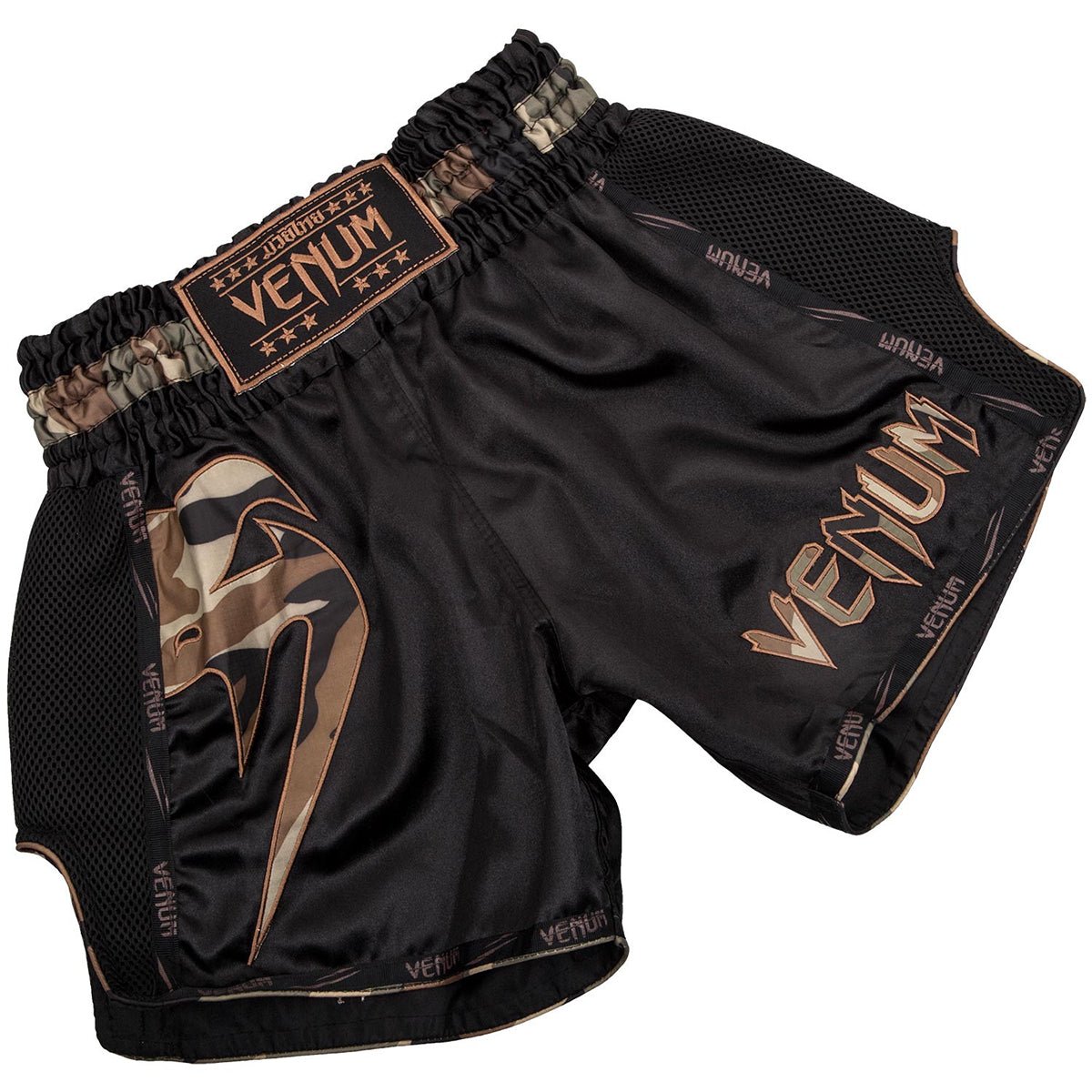 Venum Giant Lightweight Muay Thai Shorts - Black/Forest Camo - Forza Sports