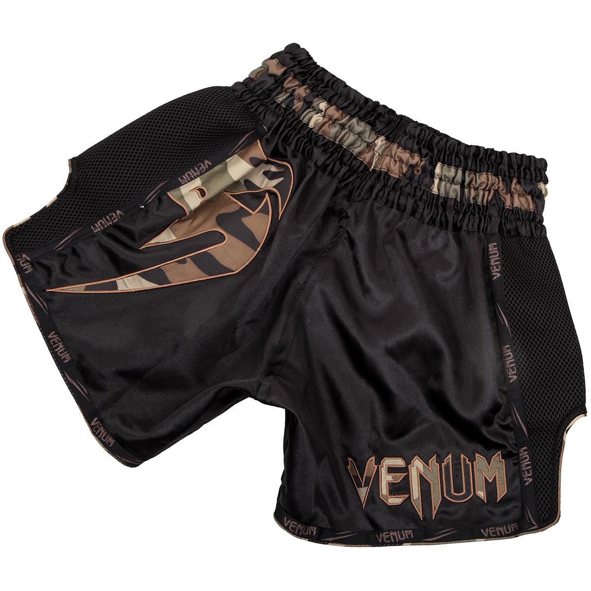 Venum Giant Lightweight Muay Thai Shorts - Black/Forest Camo - Forza Sports