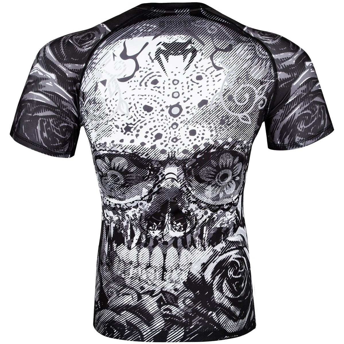 Venum Santa Muerte 3.0 Short Sleeve Compression Rashguard - Black/White - Forza Sports
