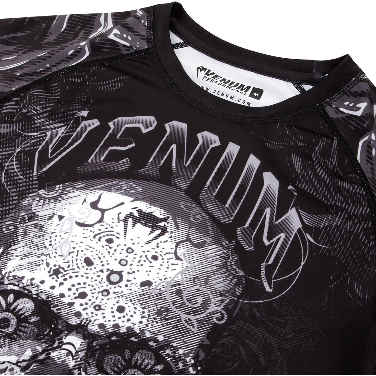 Venum Santa Muerte 3.0 Short Sleeve Compression Rashguard - Black/White - Forza Sports