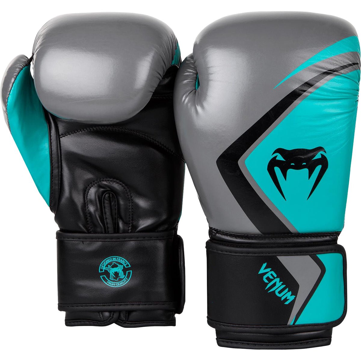 Venum Contender 2.0 Hook and Loop Training Boxing Gloves - Gray/Turquoise/Black - Forza Sports