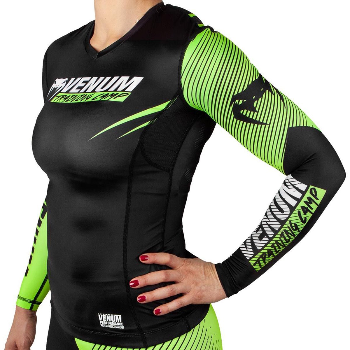Venum Women's Training Camp 2.0 Long Sleeve Rashguard - Black/Neon Yellow - Forza Sports